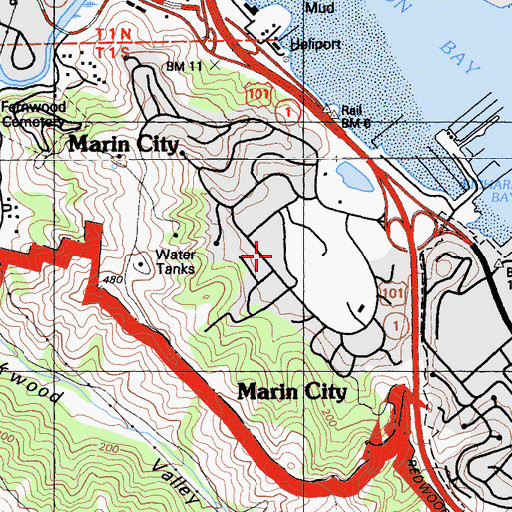 Topographic Map of Childrens Cultural Center of Marin, CA
