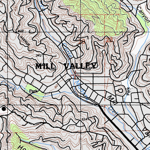 Topographic Map of Greenwood School, CA