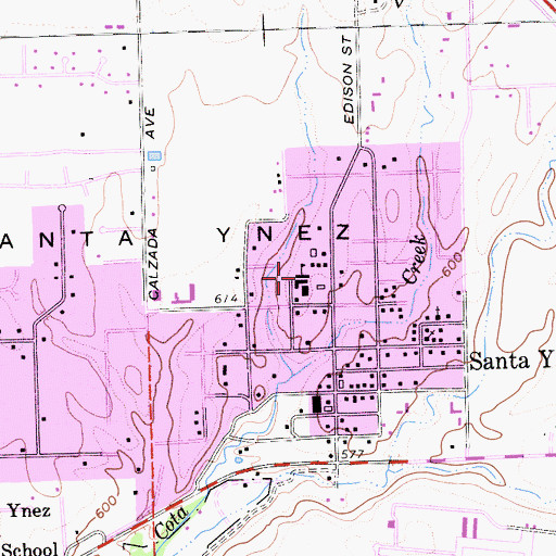 Topographic Map of Santa Ynez Valley Charter School, CA