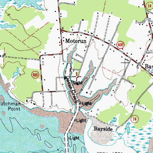 Topographic Map of Davis Creek Landing Boat Ramp, VA
