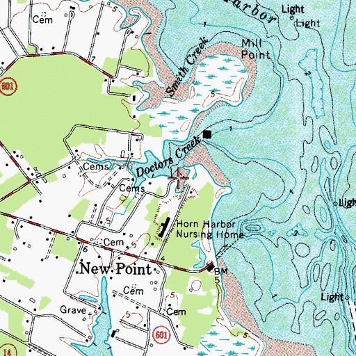 Topographic Map of Doctors Creek Landing Boat Ramp, VA
