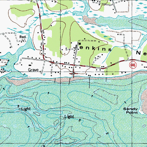 Topographic Map of Jenkins Neck Boat Ramp, VA