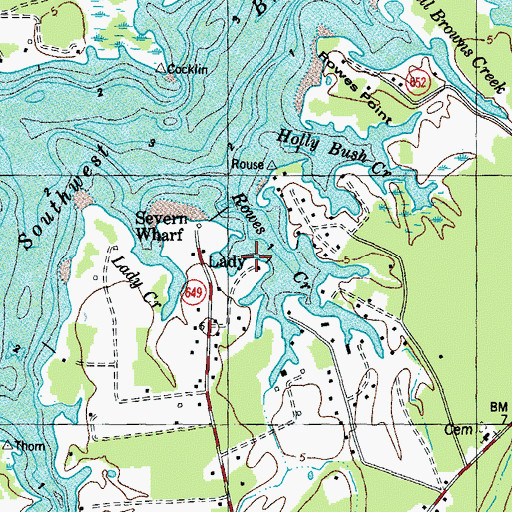 Topographic Map of Severn River Landing Boat Ramp, VA