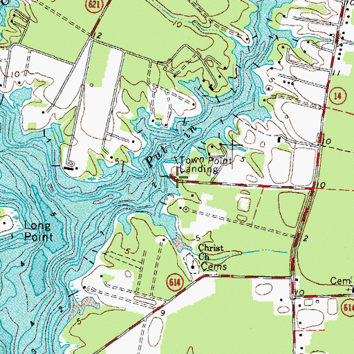 Topographic Map of Town Point Landing Boat Ramp, VA