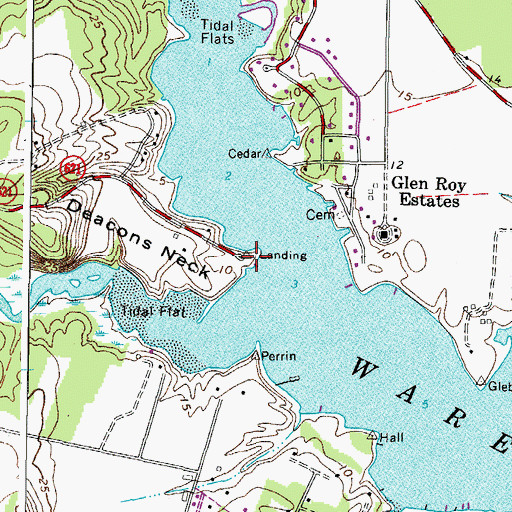 Topographic Map of Ware House Boat Ramp, VA