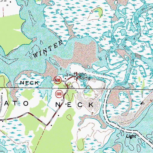 Topographic Map of Winter Harbor Haven Boat Ramp, VA
