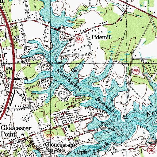 Topographic Map of Gloucester Point Marina, VA