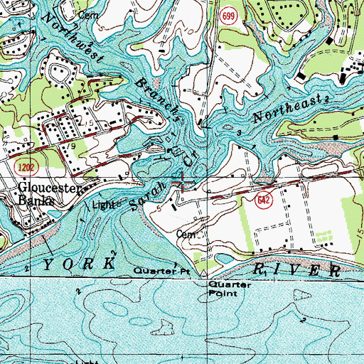 Topographic Map of Sarahs Creek Marina, VA