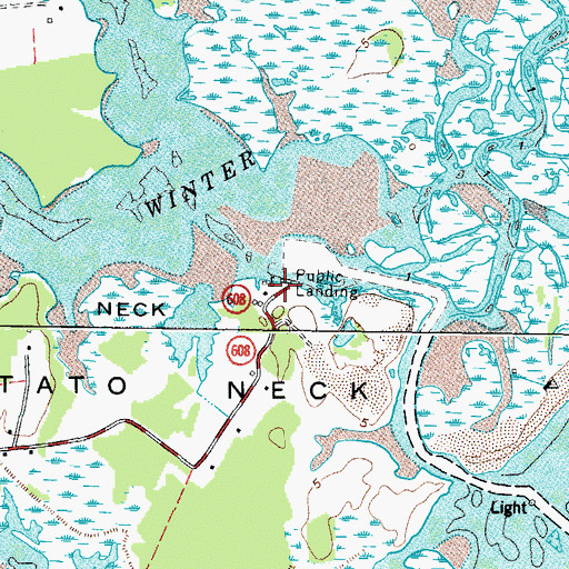 Topographic Map of Winter Harbor Haven Marina, VA