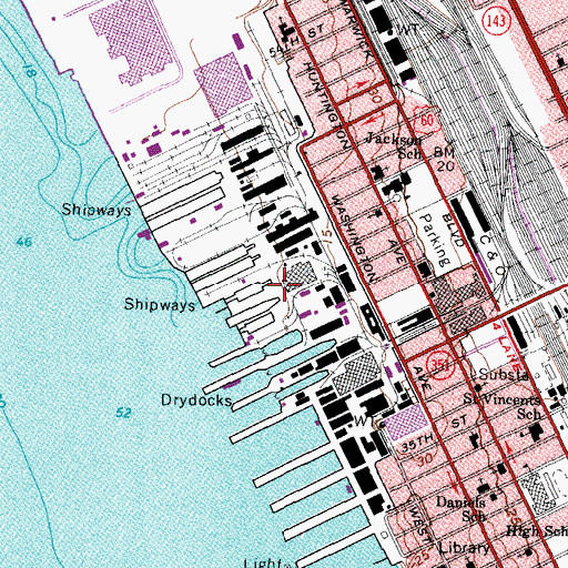 Topographic Map of Newport News Shipbuilding and Drydock Company, VA