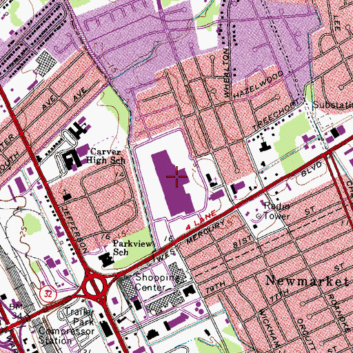 Topographic Map of Newmarket Fair Shopping Center, VA