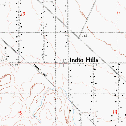 Topographic Map of Indio Hills, CA