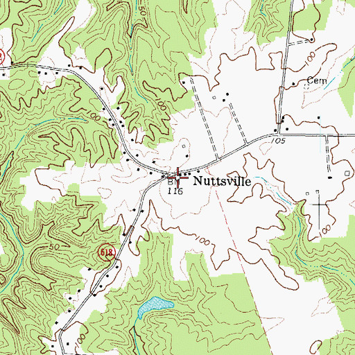 Topographic Map of Nuttsville Post Office, VA