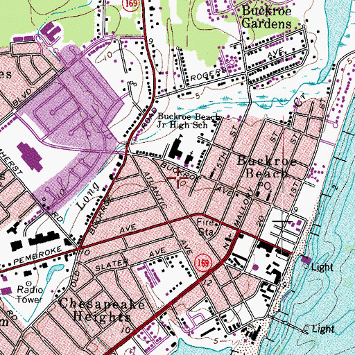 Topographic Map of Buckroe Mobile Home Park, VA