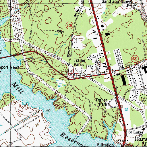 Topographic Map of Grafton Mobile Home Park, VA