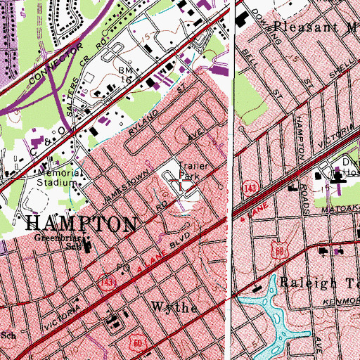 Topographic Map of Hampton Mobile Park, VA