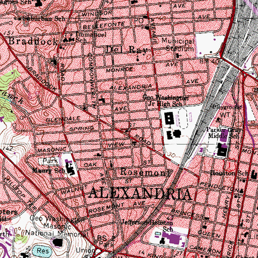 Topographic Map of Alexandria Church of the Nazarene, VA