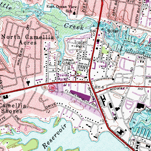 Topographic Map of Princess Anne Mobile Home Park, VA