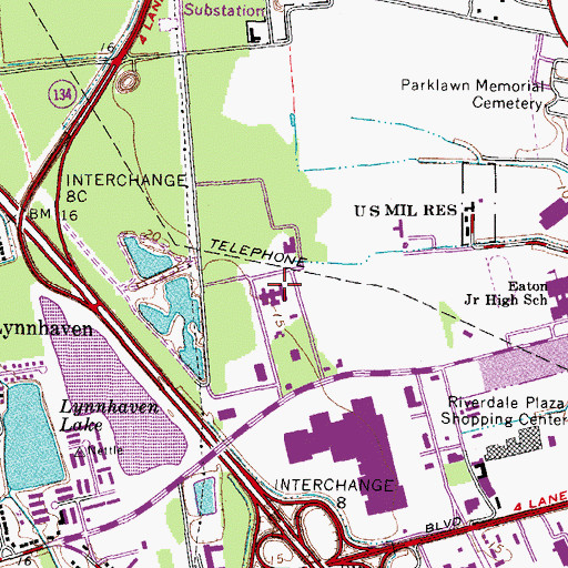 Topographic Map of Coliseum Park Nursing Home, VA