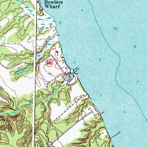 Topographic Map of Garrett's Marina, VA