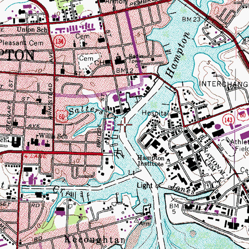 Topographic Map of Hampton Creek Marina, VA