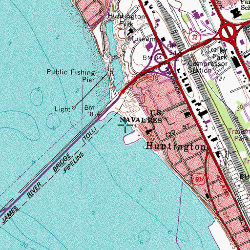 Topographic Map of Leeward Municipal Marina, VA