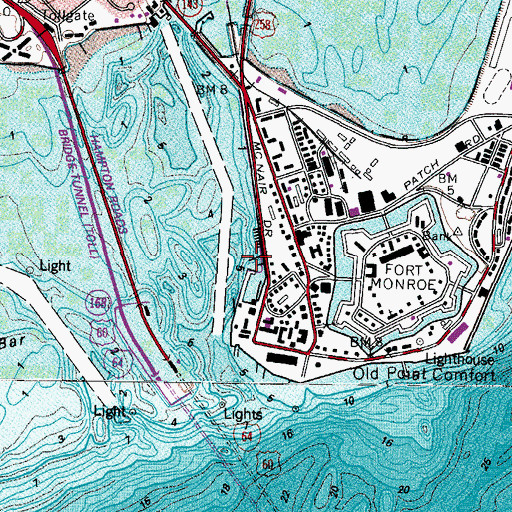 Topographic Map of Old Point Comfort Marina, VA