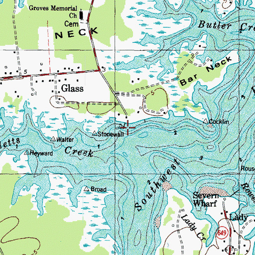 Topographic Map of Severn River Marina, VA