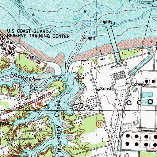 Topographic Map of Wormley Creek Marina, VA
