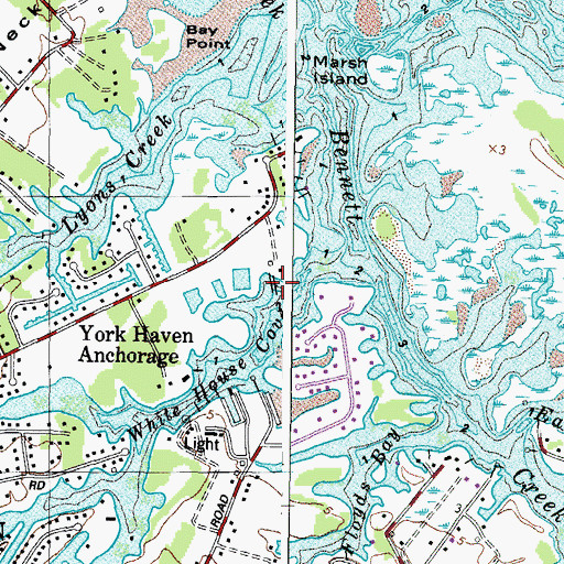 Topographic Map of York Haven Marina, VA