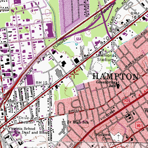 Topographic Map of Hampton Roads Independent Baptist Church, VA