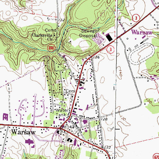 Topographic Map of Menokin Baptist Church, VA
