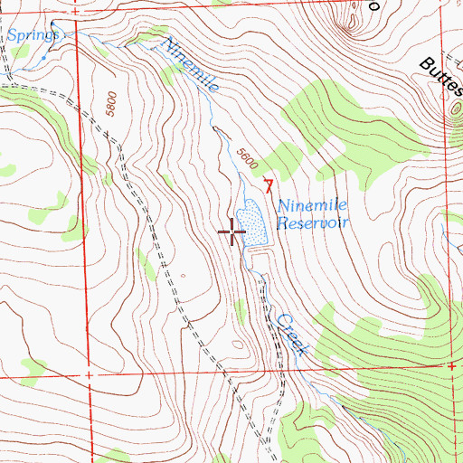 Topographic Map of Ninemile Reservoir, CA