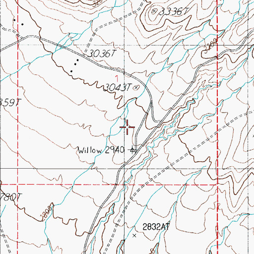 Topographic Map of Willow, AZ
