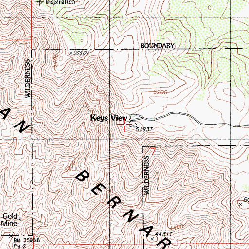 Topographic Map of Keys View, CA