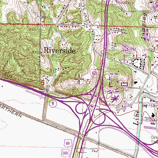 Topographic Map of Park Hill South High School, MO