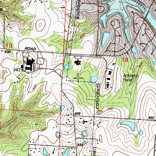 Topographic Map of Lakeview Woods School, MO