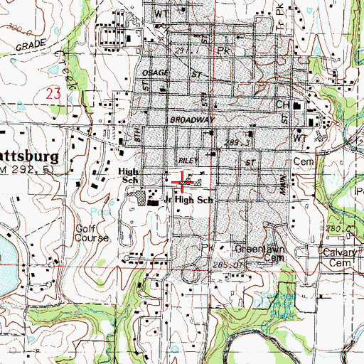 Topographic Map of Ellis Elementary School, MO