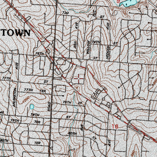 Topographic Map of Herndon Career Center West Campus (historical), MO