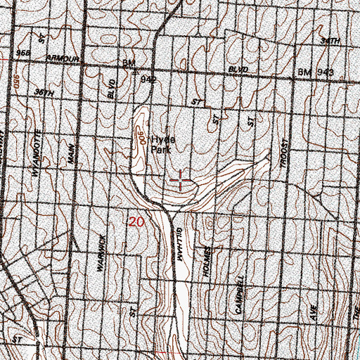 Topographic Map of Notre Dame de Sion Elementary School, MO