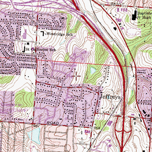 Topographic Map of Dale M Thompson Trails West School, MO