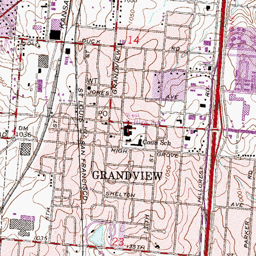 Topographic Map of Grandview Alternative School, MO
