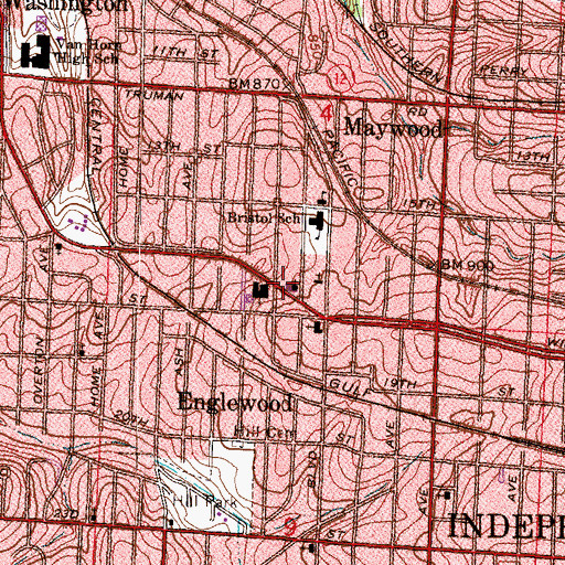 Topographic Map of Englewood Christian School, MO