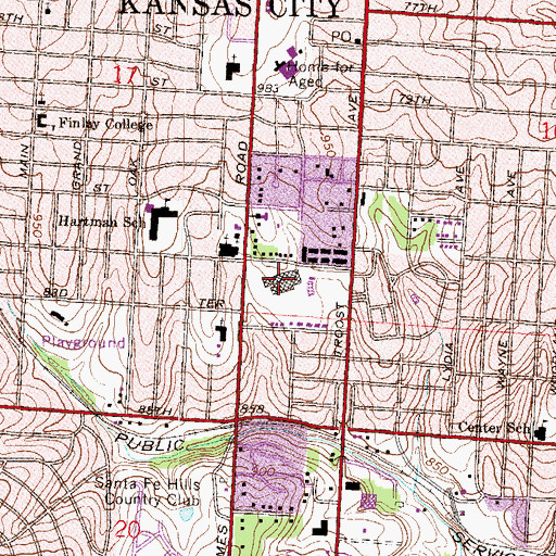 Topographic Map of Paul Robeson Middle School, MO