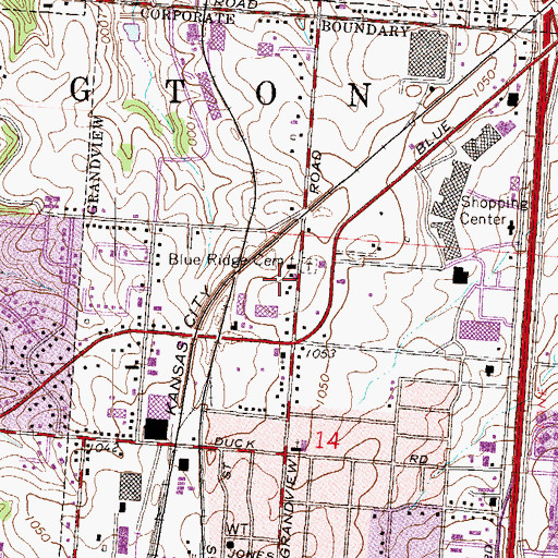 Topographic Map of Grandview Christian School, MO