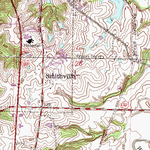 Topographic Map of Smithville Middle School, MO