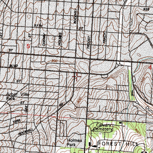 Topographic Map of B Banneker Academy, MO
