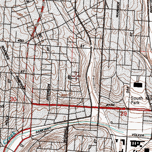 Topographic Map of Saint Luke's College, MO