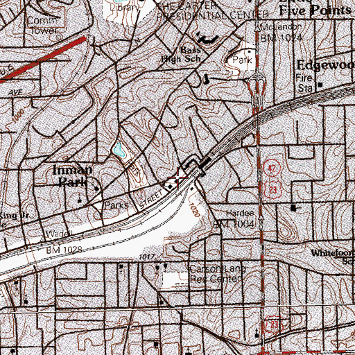 Topographic Map of Atlanta School, GA
