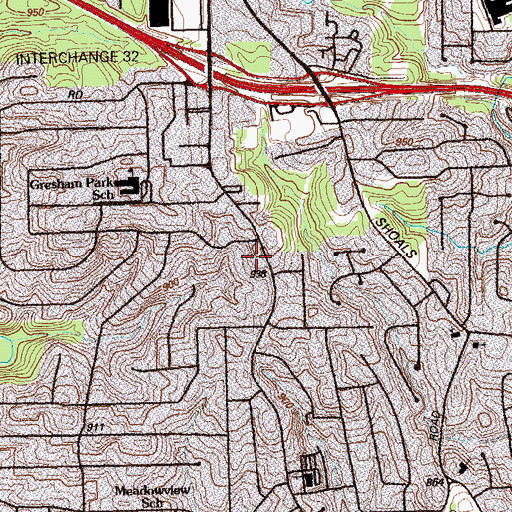 Topographic Map of Johnsons Learning Center, GA